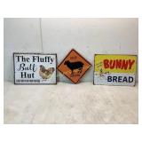 Three Metal Signs with Rustic Designs