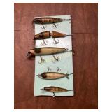 Five Fishing Lures with Hooks