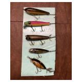 Five Vintage Fishing Lures