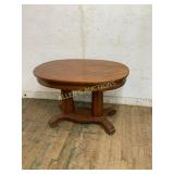 Oval Wood Side Table with Central Drawer