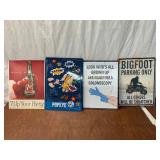 Four Vintage-Style Tin Signs