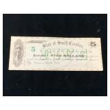 State of South Carolina $5 Bond Coupon, 1872