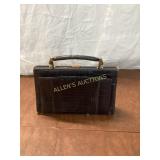 Black Crocodile-Embossed Leather Handbag