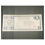 1933 $5 Revenue Anticipation Note, North Carolina