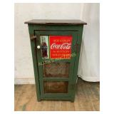 Green Painted Cabinet with Coca-Cola Advertisement