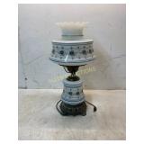 Electric Table Lamp with Floral Glass Shade