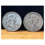 1952 and 1962D Silver Franklin Half Dollars