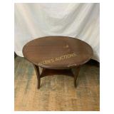Oval Wooden Side Table with Shelf