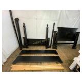Queen-Sized Black Wooden Bed Frame Components