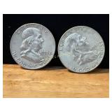 1959 and 1963 Silver Franklin Half Dollars