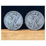 1942 and Unknown Year Walking Liberty Half Dollars