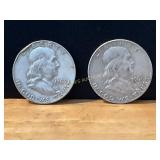 1961 and 1963 Silver Franklin Half Dollars