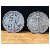 1941 and 1945 Silver Walking Liberty Half Dollars