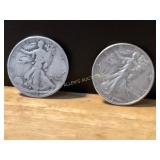 1942 and 1944 Silver Walking Liberty Half Dollars