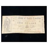 1861 North Carolina One Dollar Note