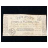 1861 North Carolina $2 Banknote