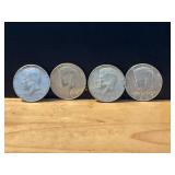 Four Silver Kennedy Half Dollars, 1967-1968