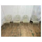 Four White Metal Patio Chairs
