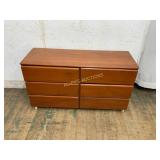 Wooden Six-Drawer Dresser on Casters