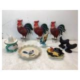 Nine Rooster-Themed Decorative Pieces