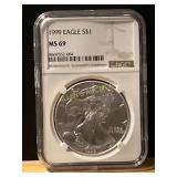 1999 Silver Eagle MS69 Fine Silver Coin