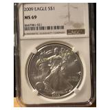2009 Silver Eagle $1 Certified MS69 by NGC