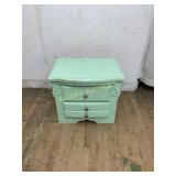 Mint Green Wooden Side Table with Drawers