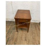 Wood End Table with Drawer and Shelf