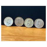 1966-1969 Kennedy Silver Half Dollars (4 Coins)