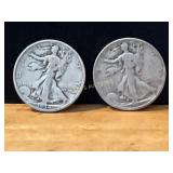 1934 and 1945 Silver Walking Liberty Half Dollars
