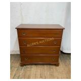 Four-Drawer Wooden Chest with Brass Pulls
