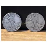 1941D and 1944 Silver Walking Liberty Half Dollars