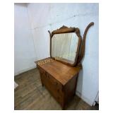 Oak Dresser with Attached Mirror