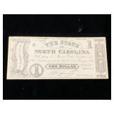 1862 North Carolina One Dollar Currency Note