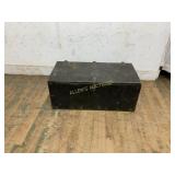 Black Wooden Storage Chest with Hinged Lid