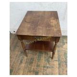 Wood Side Table with Drawer and Lower Shelf