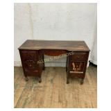 Wooden Dresser with mirror with Inlay and Carved D