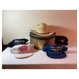 Five Hats Including Straw Hat and Cap Collection
