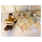 Three Handmade Dolls, Including Kipmik Doll