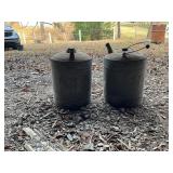 Two Metal Gasoline Tanks with Spouts