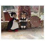 Painted Wood Pilgrim and Turkey Yard Decorations