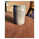 Stoneware Cylindrical Jar with Glaze Drip