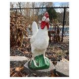 Painted Cement Rooster Lawn Ornament
