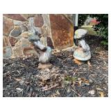 Painted Concrete Garden Figurines of Boy and Girl