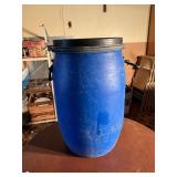 Blue Plastic Barrel with Removable Lid