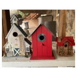 Three Decorative Wooden Birdhouses