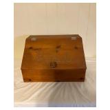 Wooden Bread Box with Hinged Lid