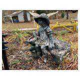 Cast Stone Garden Statue of Girl on Bench