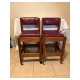 Wooden Bar Stools with Vinyl Upholstery