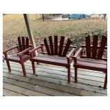 Three Painted Wooden Outdoor Chairs
